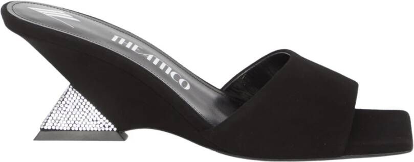 The Attico Zilveren Sandalen met Kristalbezette Geometrische Hak Black Dames