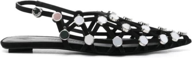 The Attico Zwarte Grid Sandalen met Stud Decoratie Black Dames