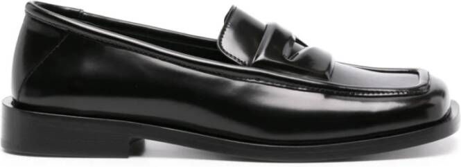 The Attico Zwarte leren loafers met diamantsnit Black Dames