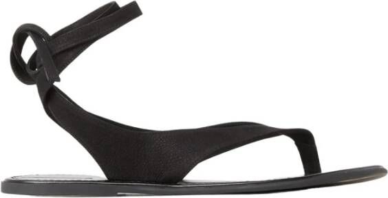 The Row Italiaanse platte leren sandalen Zwart Dames