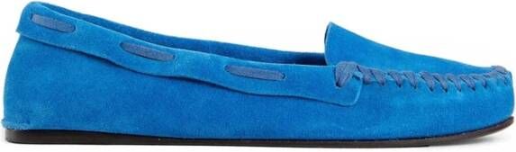 The Row Leren Loafers met Leren Detail Blue Dames