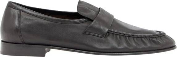 The Row Leren Penny Loafers Gestapelde Hak Black Heren