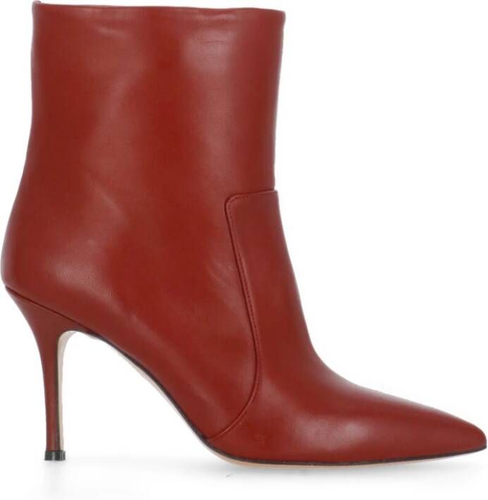 The Seller Bordeaux Leren Enkellaarsjes Pijl Teen Red Dames