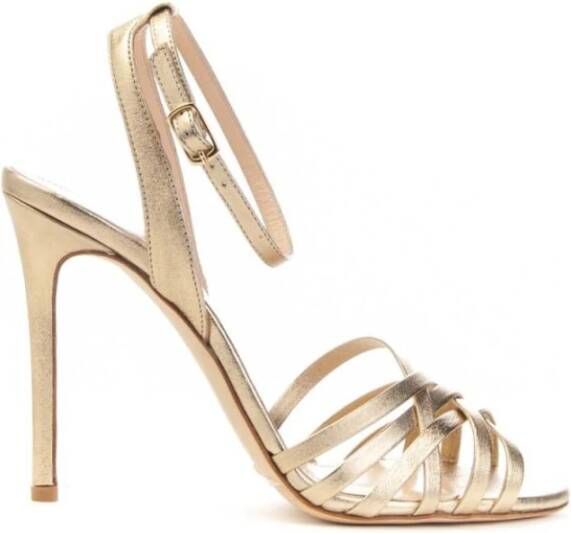 The Seller Elegante Metallic Enkelband Sandaal Beige Dames