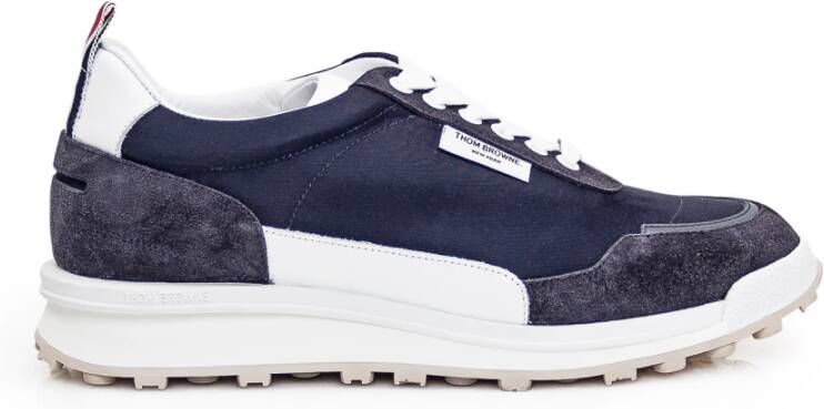 Thom Browne Blauwe Suède Vetersluiting Sneakers Blue Heren