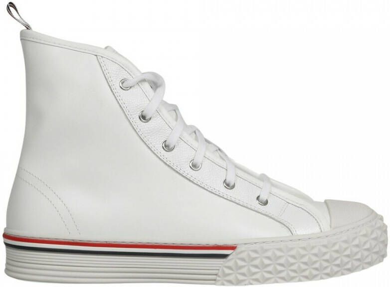 Thom Browne Collegiate high top on tartan tread sole in vitello calf leather Wit Heren