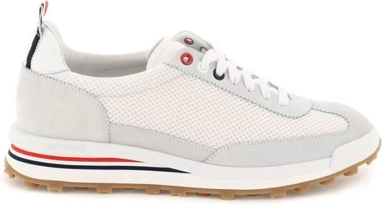 Thom Browne Mesh Tech Runner Sneakers met contrasterende suède inzetstukken White Dames