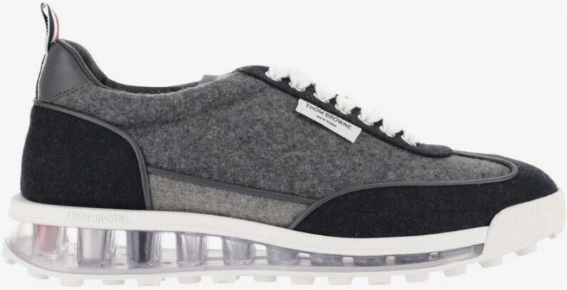 Thom Browne Sneakers van leer en stof met logo details Red Heren