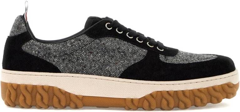 Thom Browne Tweed Letterman Sneakers Black Heren