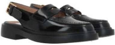 Thom Browne Zwarte Geborsteld Leren Mocassino-Slingback Black Dames