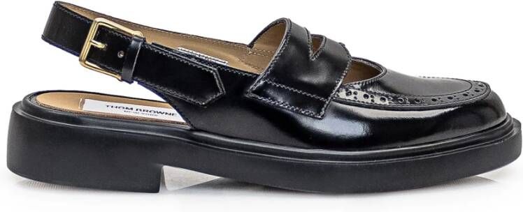 Thom Browne Zwarte Leren Loafers met Geperforeerde Details Black Dames