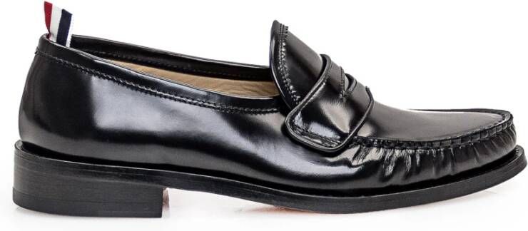 Thom Browne Zwarte Leren Loafers met Grosgrain Detail Black Heren