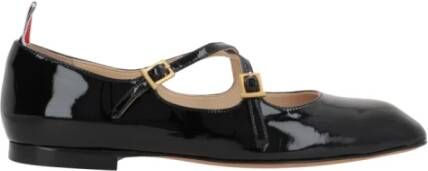 Thom Browne Zwarte Leren Mary-Jane Ballerina Schoenen Black Dames