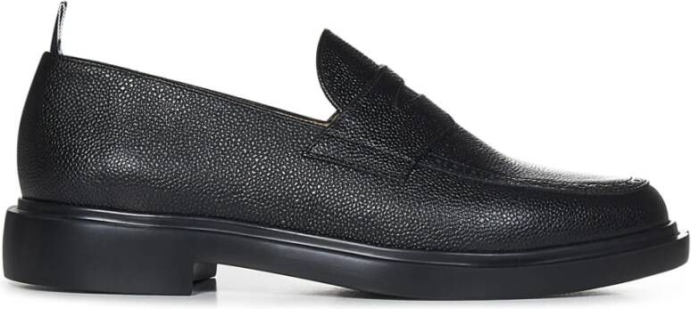 Thom Browne Zwarte Penny Loafers Rubberen Zool Black Heren