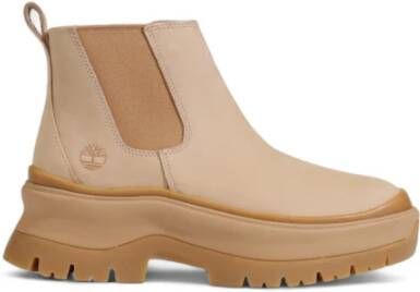 Timberland Beige Suède Rubberen Zool Dameslaarzen Beige Dames