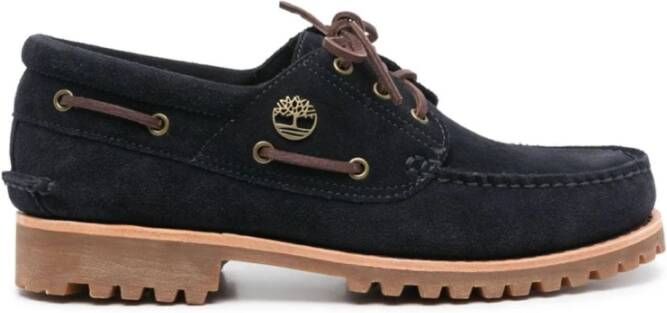 Timberland Blauwe Suède Amandel Teen Platte Schoenen Blue Heren