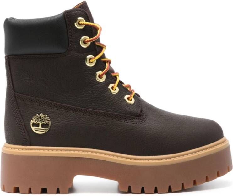 Timberland Bruin Leren Waterdichte Veterschoenen Brown Dames