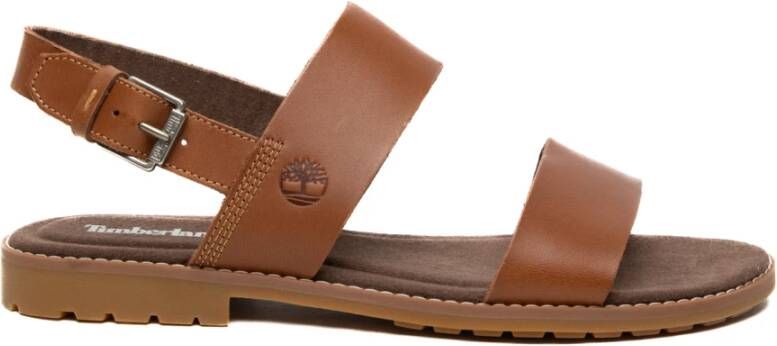 Timberland Bruine Dubbele Band Leren Sandalen Brown Dames