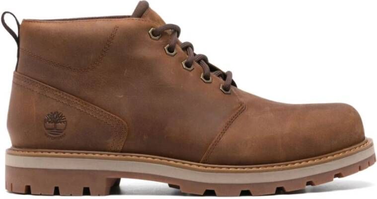 Timberland Bruine leren veterschoenen met middelhoge top Brown Heren