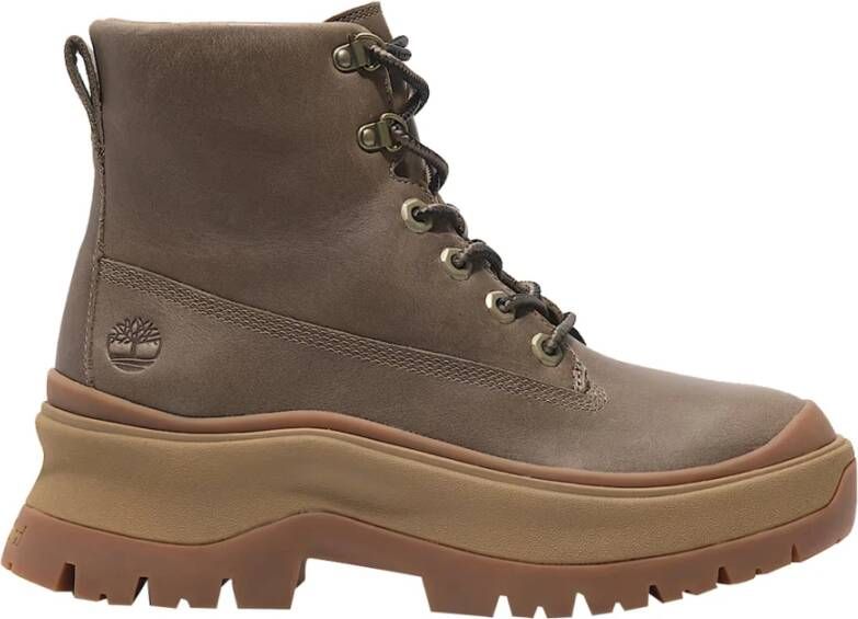 Timberland Bruine leren enkellaarsjes met veters Brown Dames