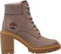 Timberland Beige Leren Enkellaarzen met Rubberen Zool Beige Dames - Thumbnail 11