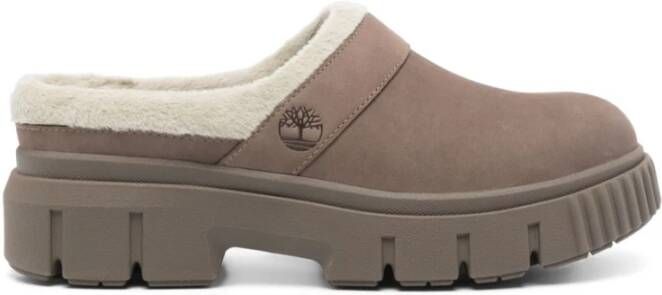 Timberland Grijze Suède Slip-On Sandalen met Faux-Fur Trim Gray Dames