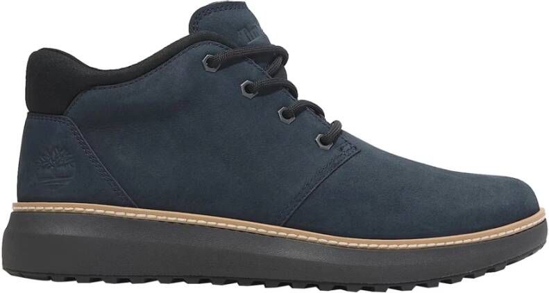 Timberland Blauwe leren enkellaarsjes met veters Blue Heren