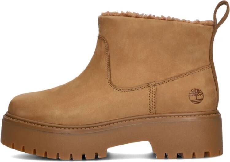 Timberland Kameel Nubuck Enkellaarzen met Trendy Twist Brown Dames