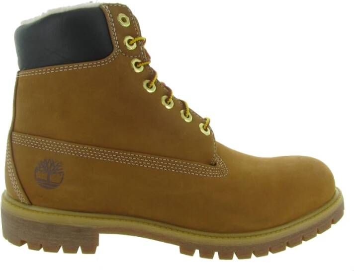 Timberland Beige Leren Enkellaarsjes met Veters Beige Heren