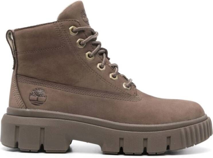 Timberland Suède Veterschoenen Enkellaarsjes Brown Dames