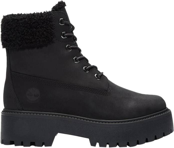 Timberland Zwarte Leren Enkellaarzen Black Dames