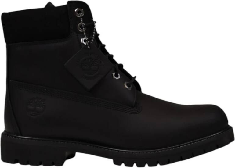 Timberland Zwarte Leren Herenlaarzen met Rubberen Zool Black Heren