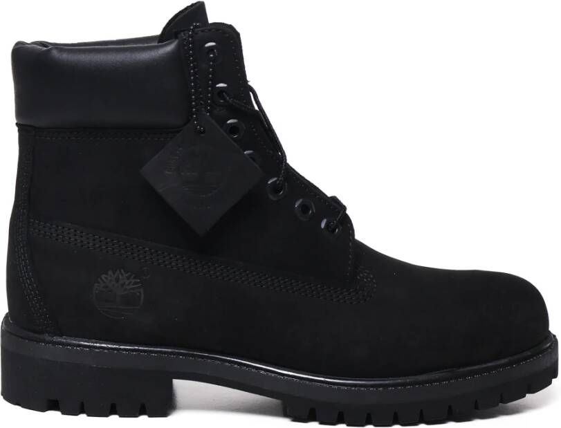 Timberland Zwarte Vetersluiting Rubberen Zool Laarzen Black Heren