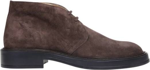 TOD'S Bruine suède loafers met platte rubberen zool Brown Heren