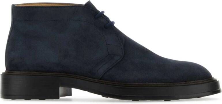 TOD'S Velours Desert Boots Blauw Heren