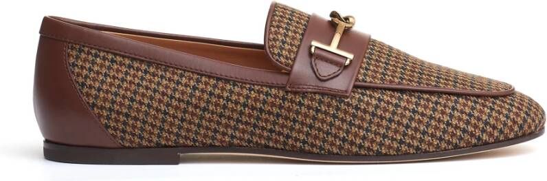 TOD'S Beige Houndstooth Loafer Schoen Brown Dames