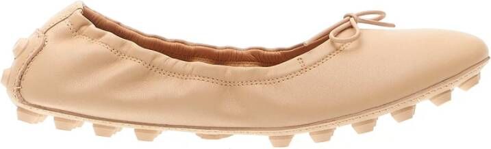 TOD'S Beige Leren Ballerina Schoenen Elegant Ontwerp Beige Dames