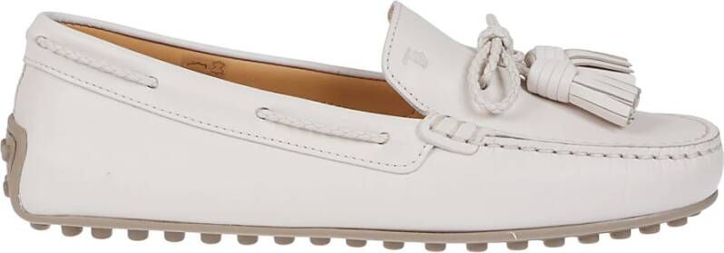 TOD'S Beige leren mocassin handgestikte stiksels Brown Dames