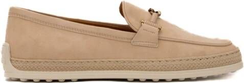 TOD'S Beige Leren Platte Schoenen Beige Dames