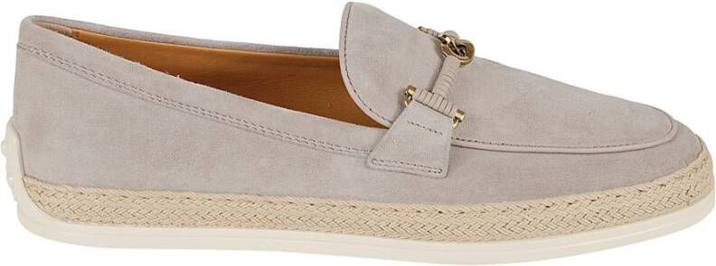 TOD'S Beige Platte Schoenen met Raffia Details Beige Dames