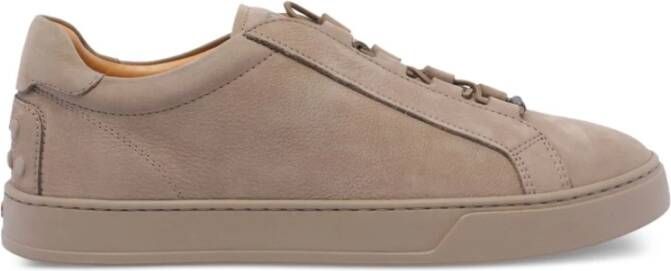 TOD'S Beige Sneakers met Koordsluiting Rubberen Zool Beige Heren