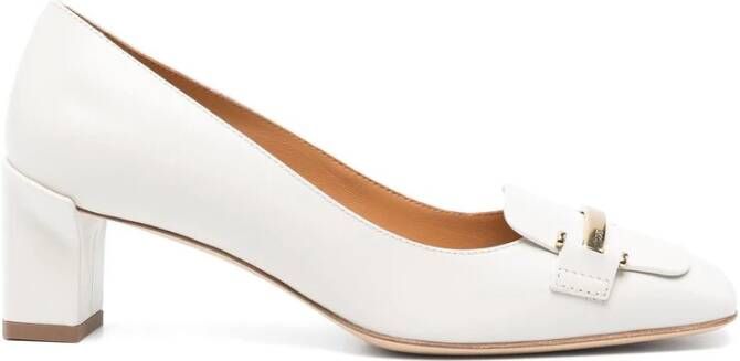 TOD'S Beige Square Toe Low Block Heel White Dames