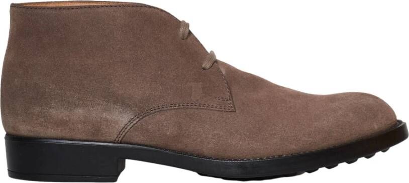 TOD'S Beige Suède Enkellaarzen Brown Heren