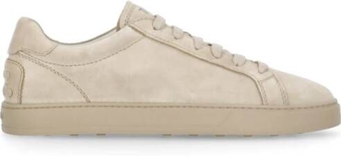 TOD'S Beige Suède Leren Sneakers voor Mannen Beige Heren