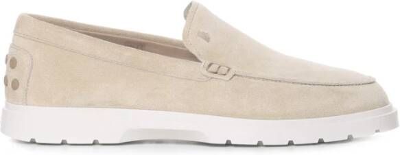 TOD'S Beige Suède Loafer met Rubberen Zool Beige Heren