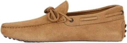 TOD'S Beige Suède Mocassins met Rubberen Zool Brown Heren