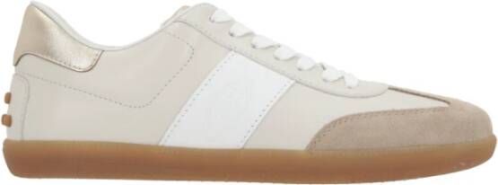 TOD'S Beige Suède Sneakers met Gouden Detail Multicolor Dames