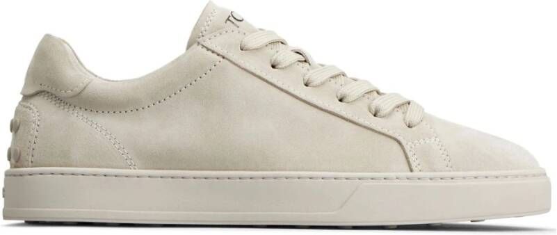 TOD'S Beige Suède Sneakers met Rubberen Zool Beige Heren