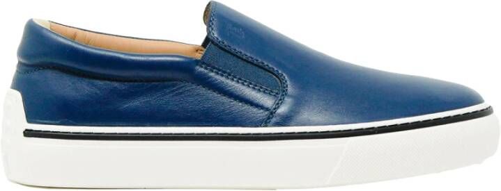 TOD'S Blauwe Leren Loafer Schoenen Blue Heren