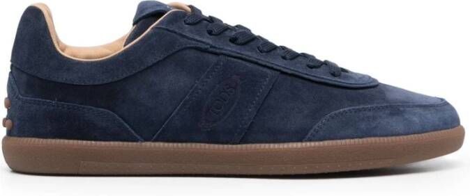 TOD'S Blauwe Leren Sneakers Paneeldesign Blue Heren